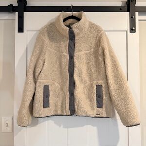 L.L. Bean Cream and Gray Fleece Jacket Size XL
